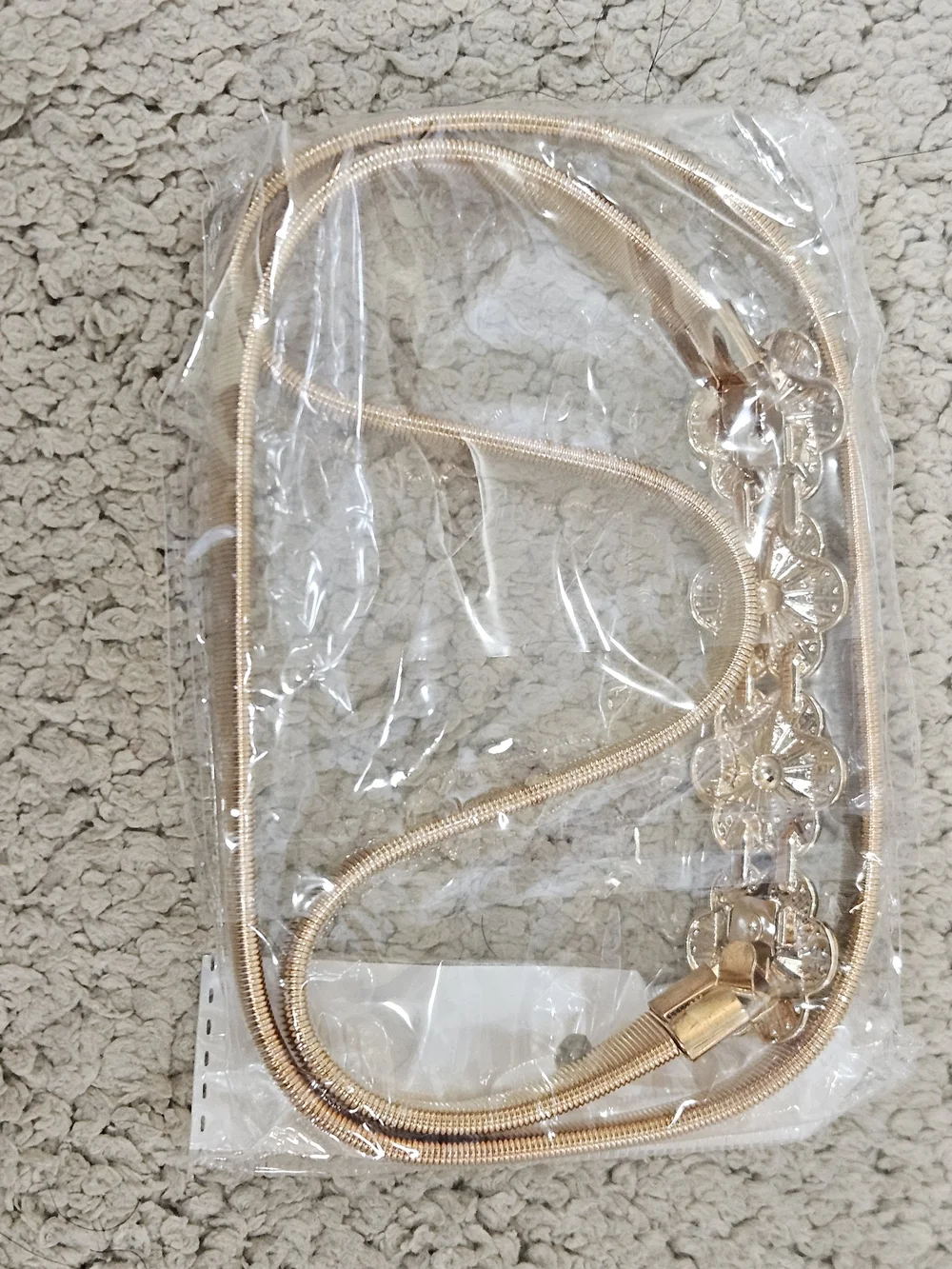 Gold-Tone Floral Elastic Waist Belt Size Small NIP
